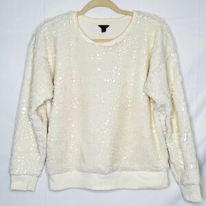 Ann Taylor Shiny Rock Print Sweatshirt Size S Long Sleeve Pullover Coastal